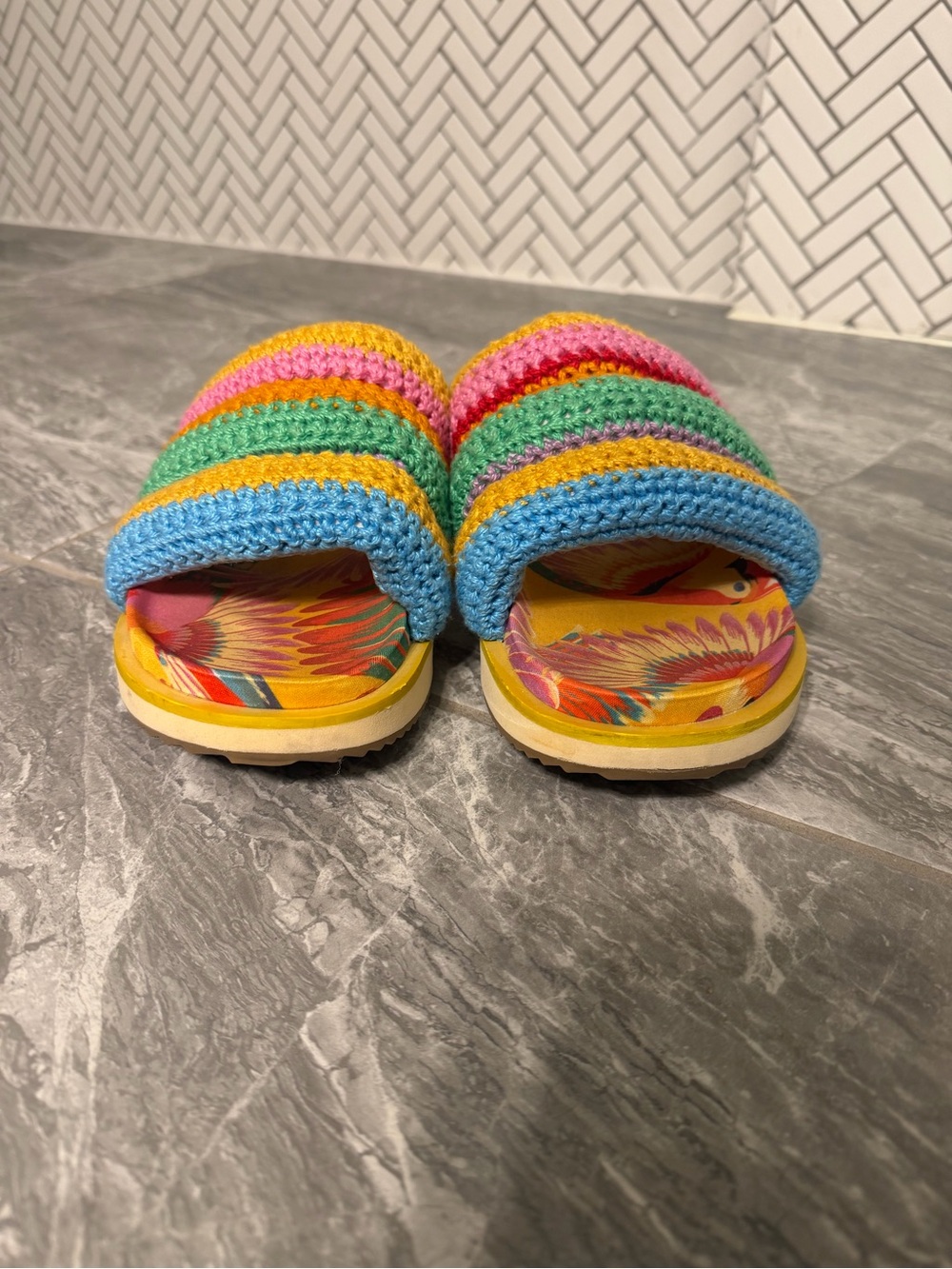 Farm Rio Multi-Color Crochet Slide Sandals - Picture 2 of 6